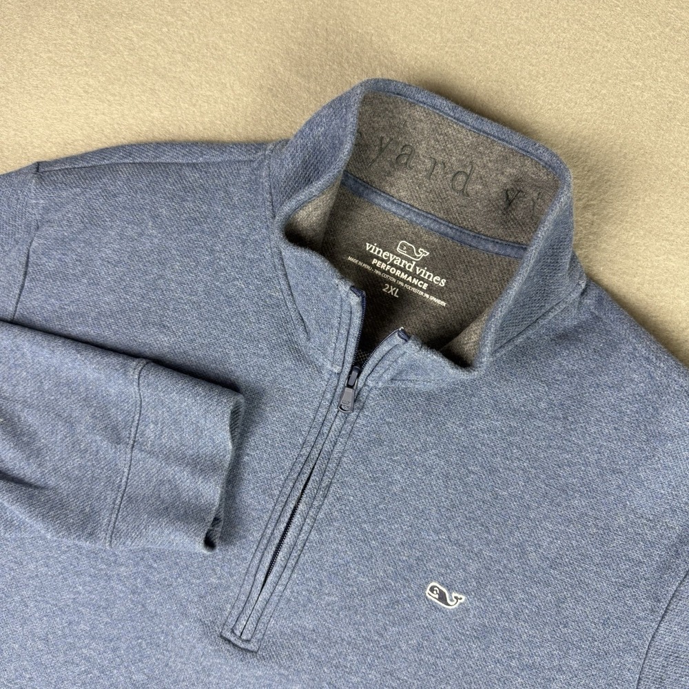 Vineyard‎ Vines Pullover Mens 2XL XXL Blue Performance Quarter Zip 1/4 Zip
